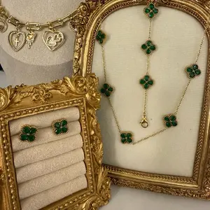 Verde Vida 3-Piece Stainless Steel Elegant Matching Jewelry Set, Necklace + Bracelet + Earrings Fashion Accessories