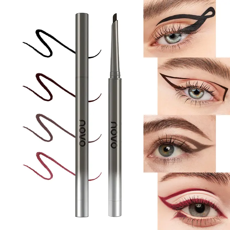novo Blade Tip Gel Eyeliner Pencil, Hard Ultra-Fine Pencil-Style Tip, Waterproof, Sweat-Resistant, Smudge-Resistant Eye Makeup for Beginners, Multi-Use as Under-Eye Liner & Lipliner