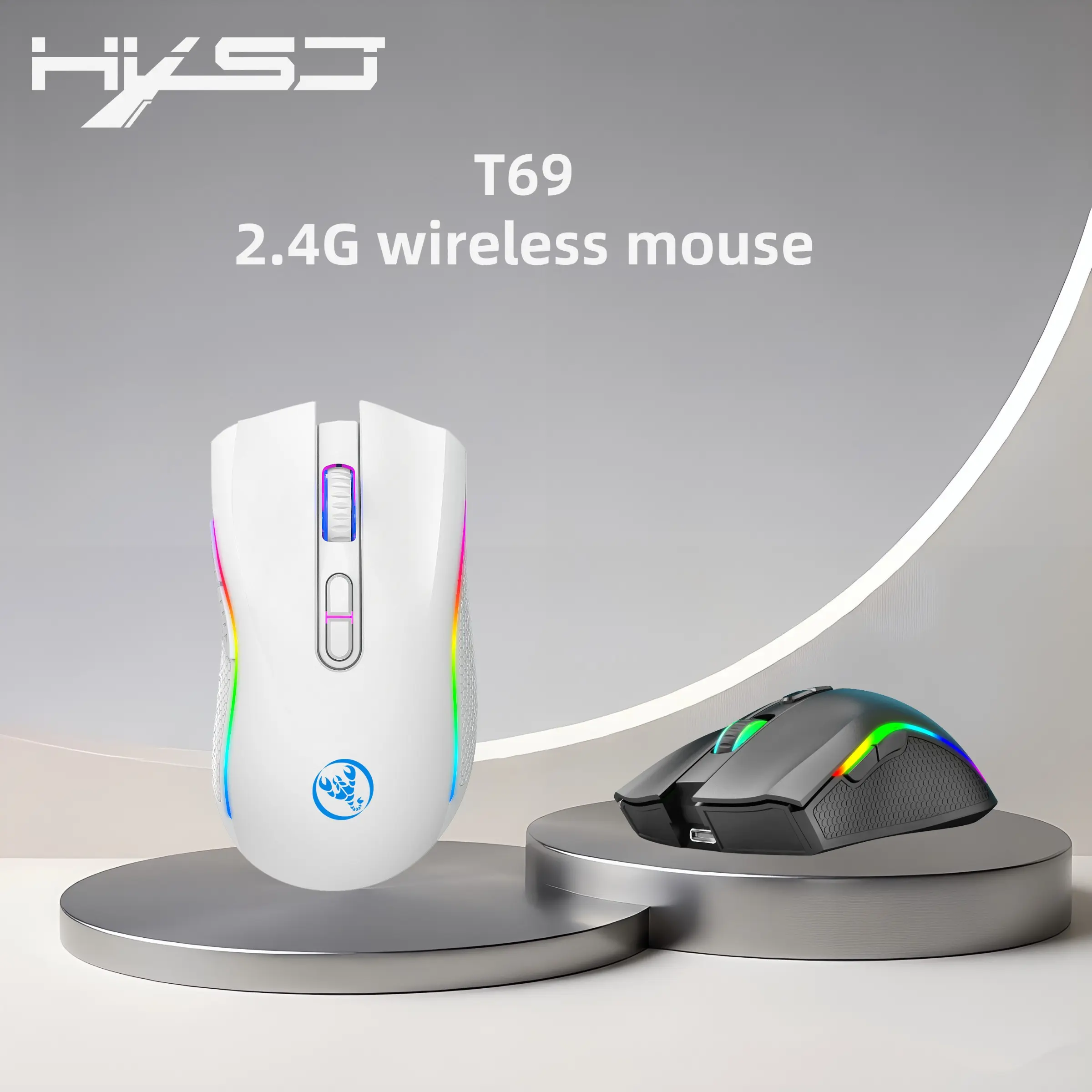 Hxsj-2026 New Single Mode 2.4g Wireless Mouse, 650mah Battery, RGB Lighting, Gaming Mouse, Gaming Accessory, Comfortable Design, Durable Build Quality, Computer Peripherals