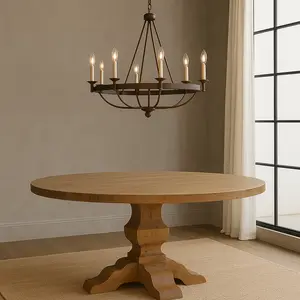 The Monsaraz Round Table – 60” Round Dining Table with Sculpted Base