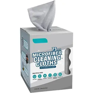 Microfiber Cleaning Cloth, 75 Sheets Microfiber Towels for  Commercial Grade Washcloths Lint-Free Bulk Shop Towel Cleaning Rags for Household Restaurant Garage Housekeeping, 11"x 9", Grey