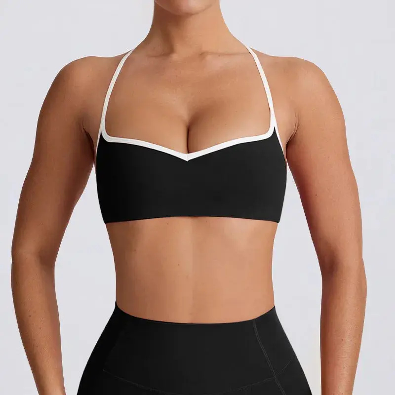 SculptFlex™ VibeMax Compression Bra – Contrast Strap V-Neck Crop
