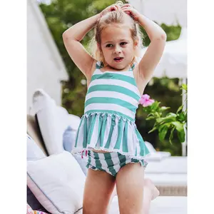 Maddi Tankini - Sea Green Stripe