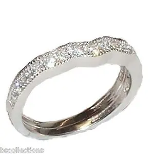 Women's Contoured Wedding Band Solid Sterling Silver Cubic Zirconia Wedding Set Hinged Engagement Ring