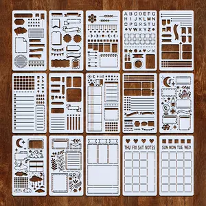 15 Pcs Reusable Plastic Templates for Journals, Planners, Scrapbooks, Includes Lists, Flowcharts, Creative Designs, Perfect for DIY Projects