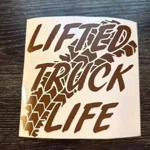 Lifted Truck Life Permanent Vinyl Window Decal 5 x 5 inches
