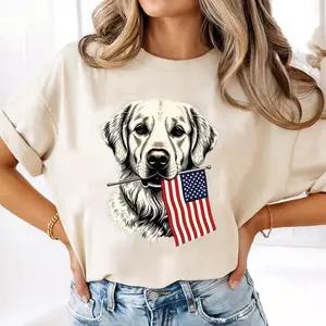 Comfort Colors Patriotic Golden Retriever T-Shirt, American Flag Dog Tee, 4th of July Puppy Lover Gift