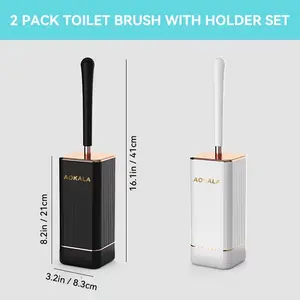Elegant Toilet Brush Set with Ergonomic Long Handle, Modern Bathroom Cleaning Accessories, Durable Deep Clean Gift, and