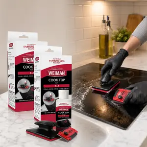 Weiman 2 oz. Glass Cook Top Cleaning Kit Household, Glass Cooktop Cleaner, Ceramic Stove Top Cleaner Kit, Burned-On Food Remover, Heavy-Duty Cooktop Cleaner, Weiman Cleaner Polish, Glass Stove Top Scraper, Cooktop Scrubbing Pad, No-Scratch Cleaning.