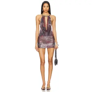 Jaded London Halter Draped Dress in Multi