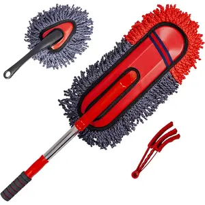 Soft Microfiber Car Duster Exterior Scratch Free Multipurpose Duster with Extendable Handle Duster for Car, Truck, SUV, RV and Motorcycle Ultra-Absorbent Double-Sided Towel Interior Detailing Nifty Brush
