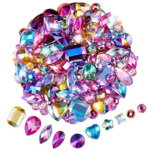 1200 Pcs AB Rhinestones for Bedazzling, Rainbow Effect Craft Gems for Crafting, Flatback Embellishments Gemstone for Halloween Pirate Party Decorations (00 Mixed Colors AB)