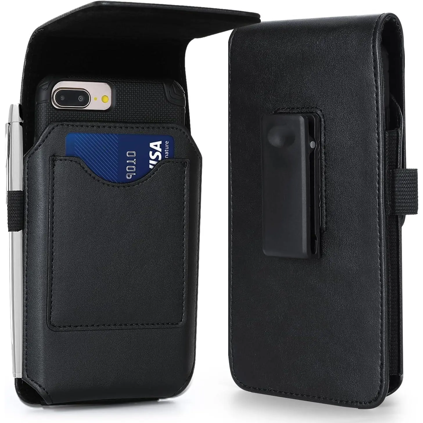 Phone Holster for  15 Plus,15 Pro Max, 14 Pro Max,13 Pro Max, 12 Pro Max, 11 Pro Max,Xs Max Belt Case Leather 360 Swivel Belt Clip Phone Holder Pouch Card Case (Fits Phone w/Thin Case)