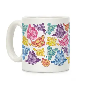 [Sale Up to 50% ] Rainbow Floral Penis Pattern Coffee Mug,  11 oz or 15 oz Ceramic Drinkware with Large Handles, Printed in the USA
