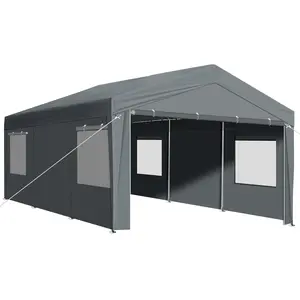 10X20FT/12X20FT dark gray 4-walled 2-window 2-door car shed galvanized steel pipe frame 31mm leg pipe PE cloth heavy-duty car shed