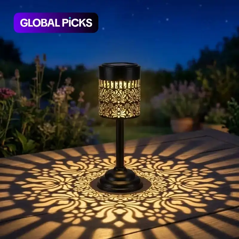 Solar LED Outdoor Light, Peony Shaped Table Lamp, Solar Powered Garden Decor Lamp, IP44 Waterproof Metal Floral Style Light for Yard & Patio, Garden Decorative Lighting, Solar Led Lights #GLOBAL PICKS