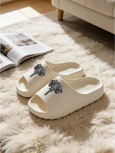 Women's Elephant Print Slippers, Soft Eva Sole, Non-Slip, Casual Indoor Footwear, Perfect for Bathroom, Home, Dormitory