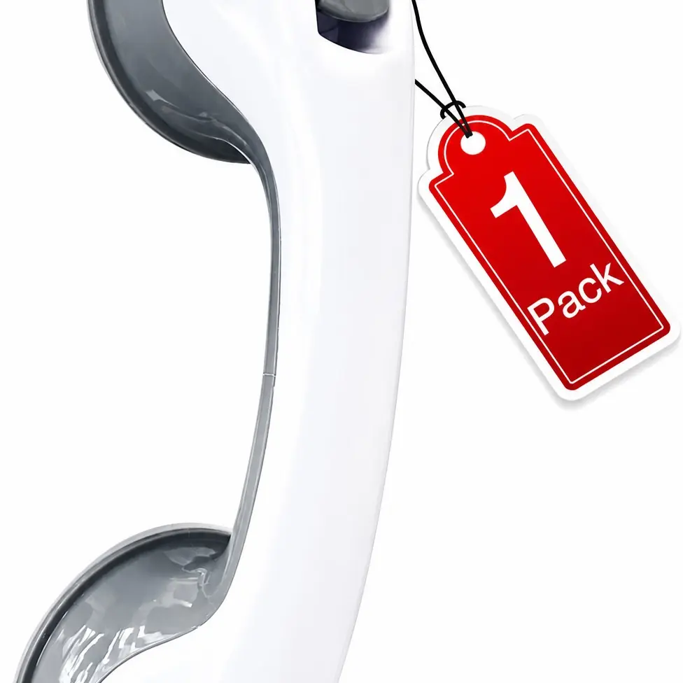 1 Pack Bathroom Suction Grab Bar Handle for Shower | No Drilling Safety Grab Bar with Strong Suction for Seniors, Elderly & Handicap Support