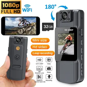 1PCS 1080P Pocket Camera, Video recording camera, Outdoor Sports Camera, Multi-functional Back Clip Mini Camera, Built-in WiFi hotspot, with 3.3 cm HD Screen, Loop Recording, Night Vision Function, Attached 32G TF Memory Card, Suitable for Skiing, Biking