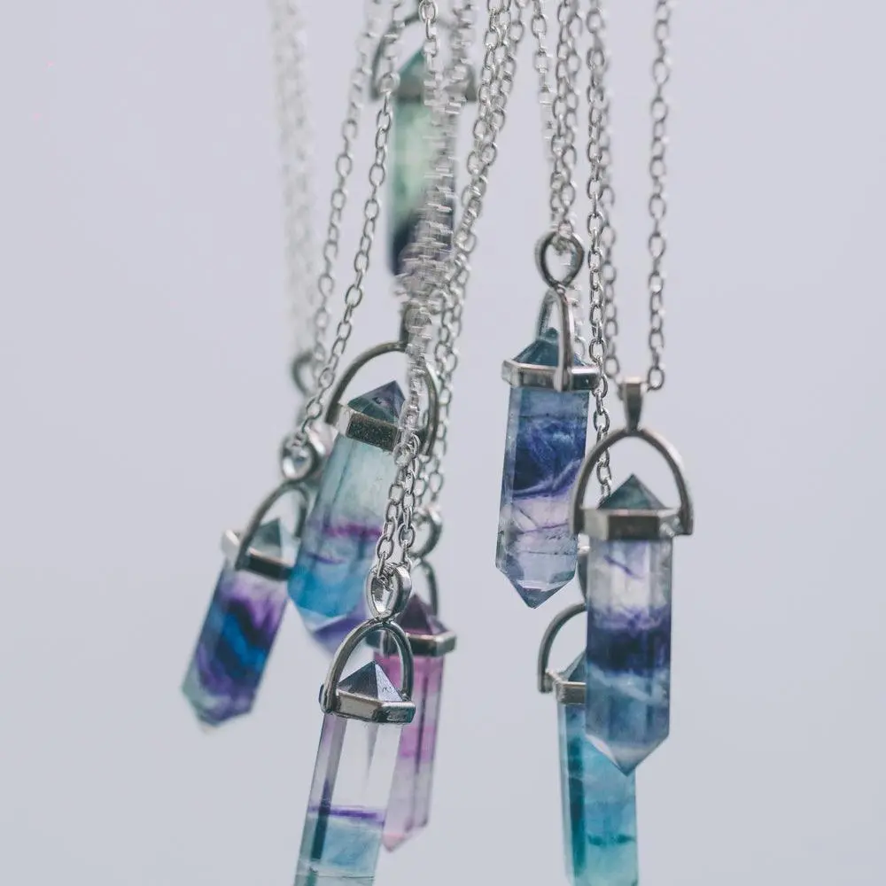 Rainbow Fluorite Crystal Necklace
