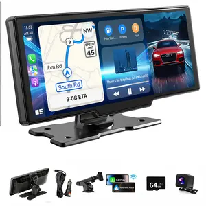9.26" Wireless Portable Car Play Screen for Apple CarPlay & Android Auto, for Car Stereo with DVR 2.5K Front Recording 1080P Reverse Rear Camera with 64GTFCard,Support FM/Bluetooth/Wifi/Speaker/Airplay, Automotive Vehicle Upgarded