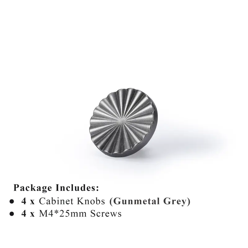 4pcs Gunmetal Gray Sunflower Cabinet Knobs with M4 Screws, Easy Single-Hole Installation, Lightweight & Easy to Match for Home Updates on Cabinets, Nightstands, Cupboards