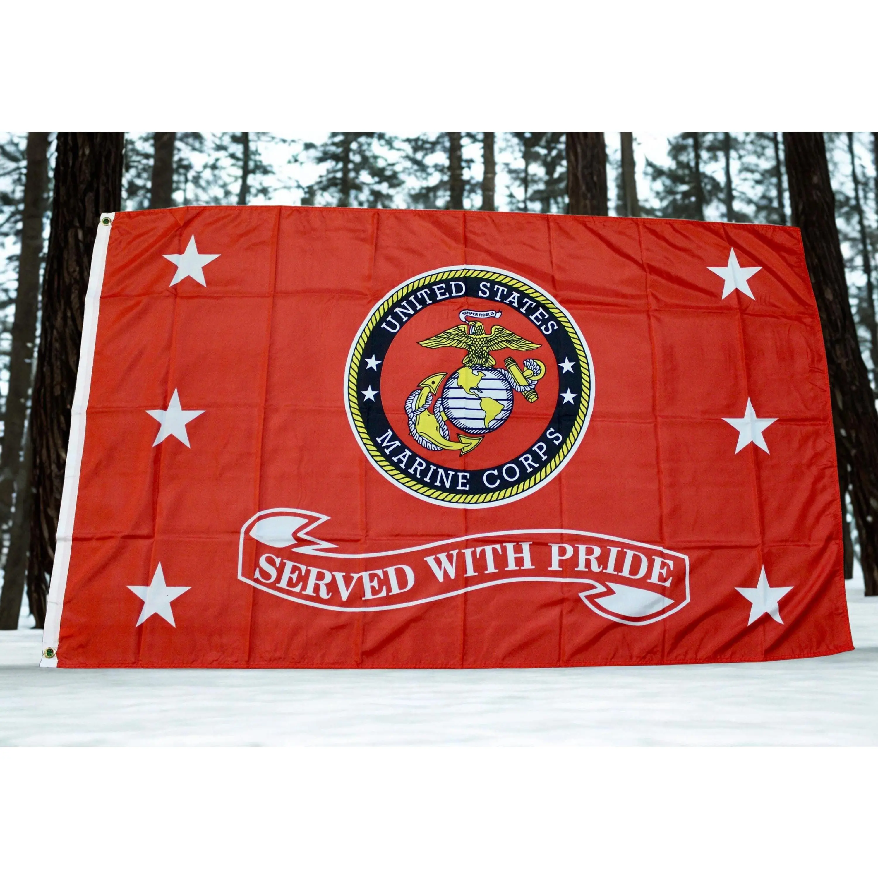 United States Marine Corps Flag – U.S. Marine Served with Pride Flag 3x5 Ft – US  Marine Corps Flag. USMC Veterans.  USMC Gift for Dad