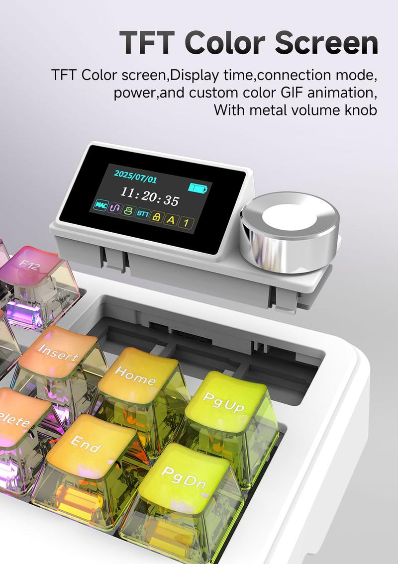 Ajazz MK87 PRO Wireless Gaming Mechanical Keyboard, Wireless/Wired/Bluetooth, ideal for gaming, computing, and office use, gaming setup,compatible with Windows/Mac/PC.