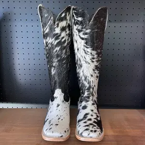 Women's Cowhide Square-Toe Tall Boots