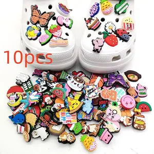 Hole Shoe Decoration Set, Randomly Packaged 10 Pieces, PVC Material, Unisex Design, Ideal for Christmas & Party Decorations
