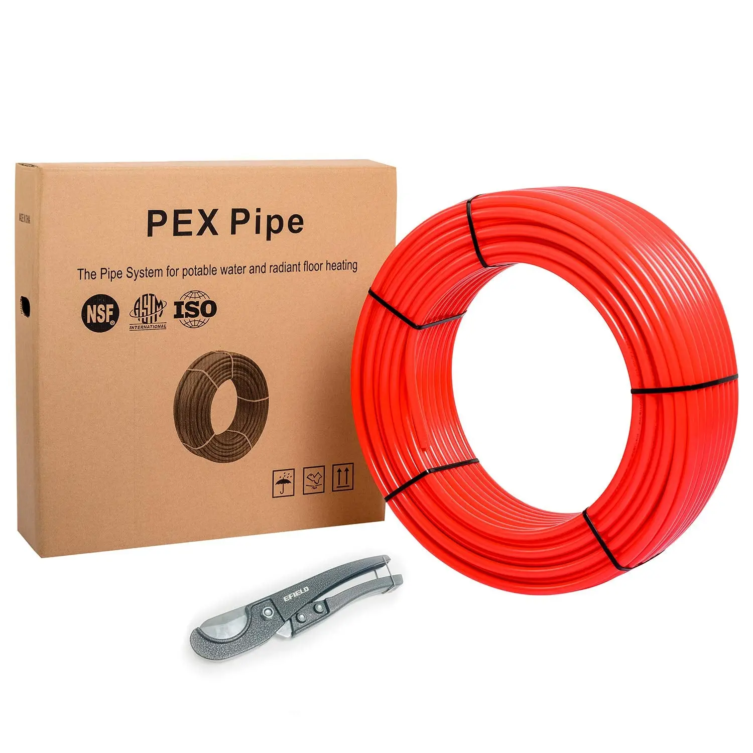 1/2" PEX-B Pipe 1000ft Length Roll, Red Color with Oxygen Barrier (EVOH), NSF Certified for Potable Water and Radiant Heating Applications