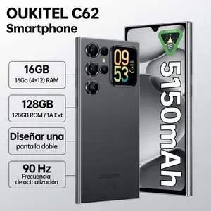 OUKITEL C62 Unlock Smartphone Android 15, 1.81" Smart Rear Display,  16(4+12) GB RAM + 128 GB ROM , Octa-Core Mobile Phone, 6.88" HD+ 90Hz Screen, 5150 mAh Battery, 13 MP + 5 MP Camera, Dual SIM 4G/GPS/OTG/Face ID/T-Mobile