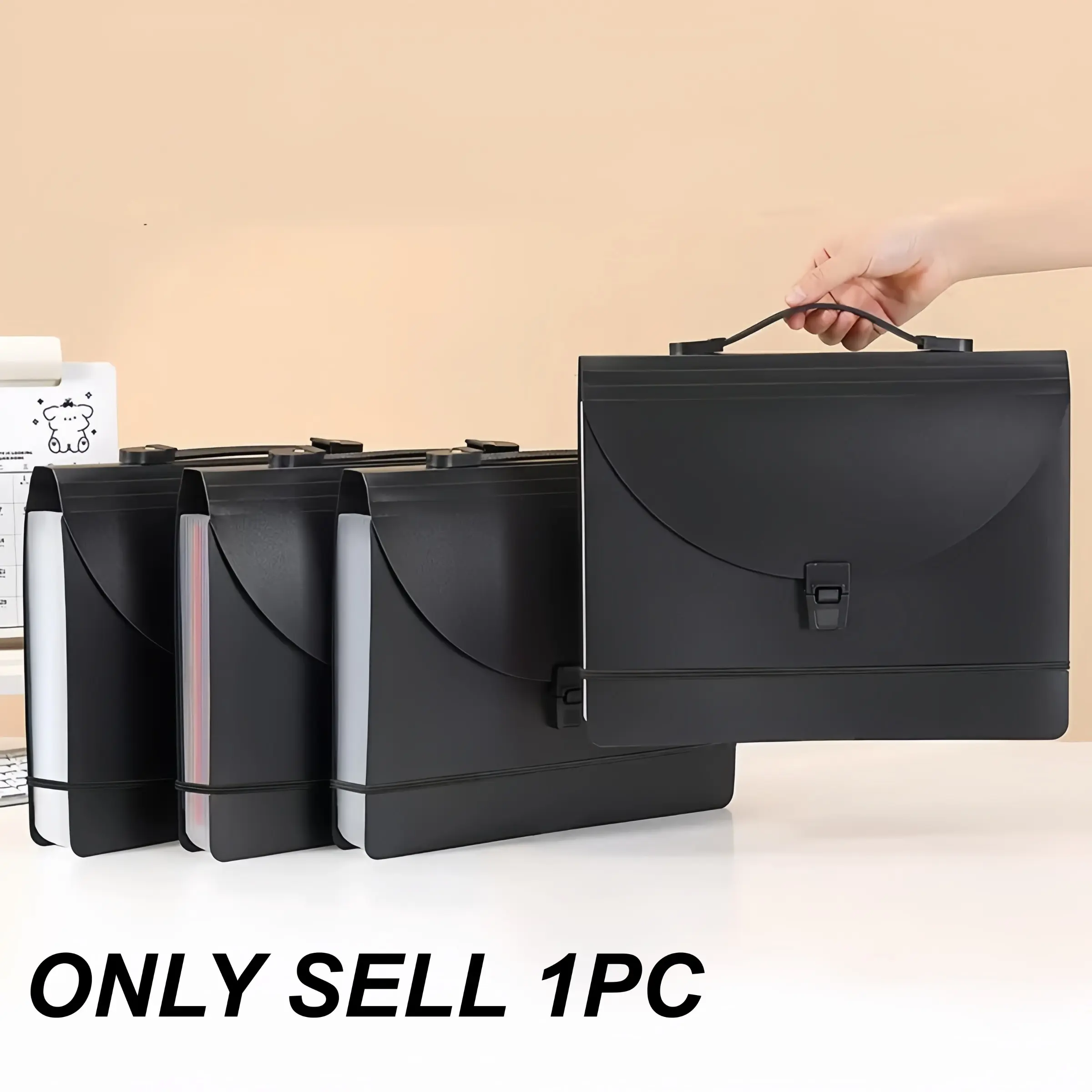 New Thick Handheld 13-Compartment Rainbow Folder, PP Waterproof File Organizer, Student Exam Papers, Office Document Bag