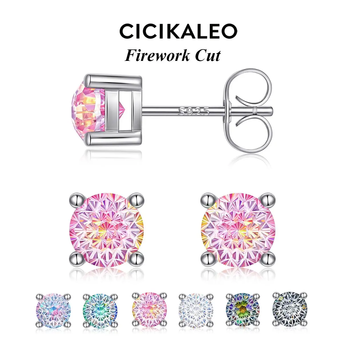 CICIKALEO 1CT Silver Earrings for Women Men S925 Sterling Silver Stud Earrings 18K White Gold Plated Prom Jewelry Anniversary Birthday Graduation Wedding Gifts for Her Him #Summervibes