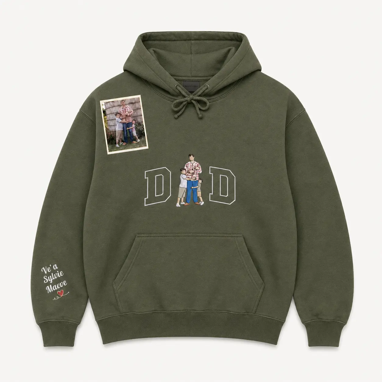 Embroidered Dad Sweatshirt, Custom Dad Portrait Sweatshirt, Personalized Kids Photo Embroidery, Varsity Style Daddy Gift, Father’s Day Birthday Gift for Dad , Hoodie Daddy Papa Grandpa Sweatshirt