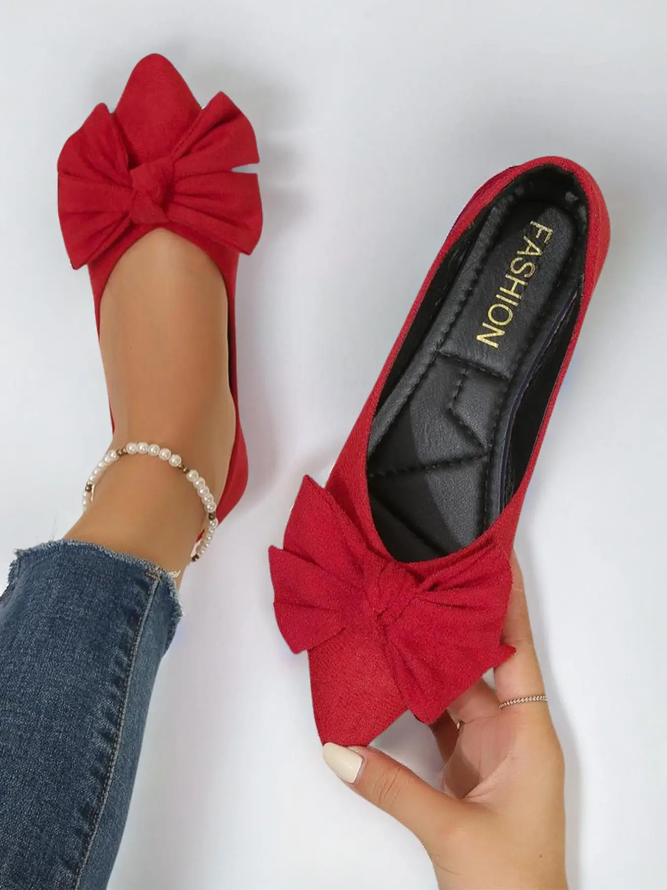 Bow Decorated Slip on Flats, 2024 New Casual Pointed Toe Shoes for Daily Wear, Lightweight Breathable Comfortable Walkings Shoes for Daily Wear, Perfe