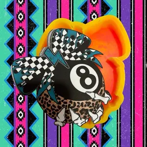 Checkered Bow 8 Ball Freshie Cardstock Mold