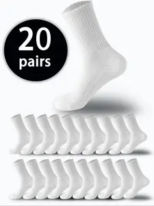 Men's Solid Color Mid-Calf Socks, Casual Soft Comfortable Breathable Socks for Daily Wear, Breathable Comfy Socks, Men's Socks for All Seasons
