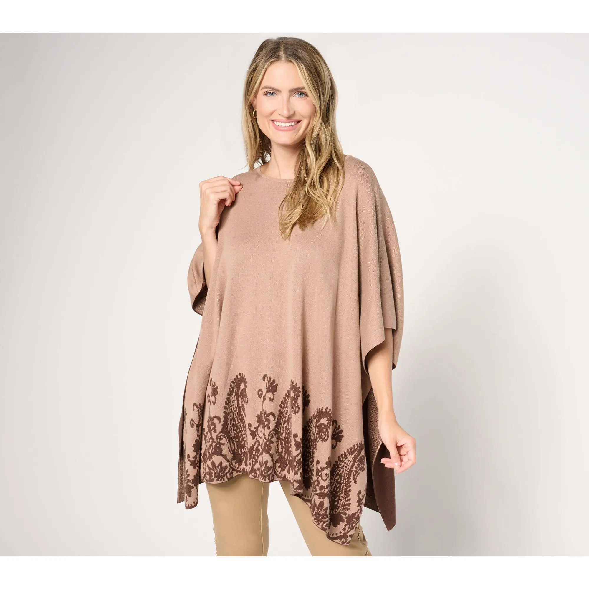 BEAUTIFUL by Lawrence Zarian Novelty Poncho Sweater