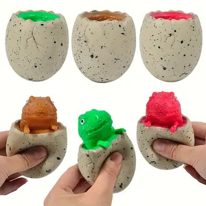 6pcs Creative Dinosaur Egg Squeeze Toys - Colorful Plastic Novelty Cups with Textured Crack Design, Ideal for Birthday, Holiday & Easter Gifts (Assorted Colors), Dinosaur Toys Stress Relief Toys