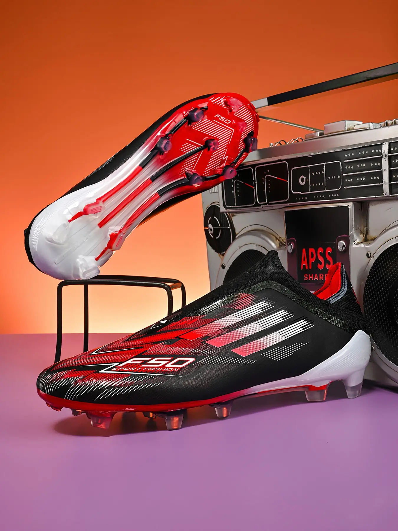 European Cup F50 Football Shoes Football Boots for Men Women Teens Students, Striped Sporty Training Sneakers, Sports Shoes, All Seasons Wear Soccer Shoes Soccer Cleats