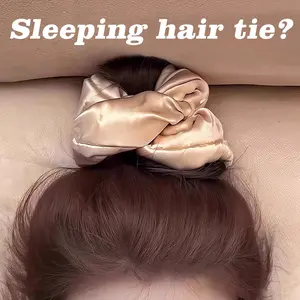 Silk Satin Sleep Scrunchie for Night – No Pull No Crease Hair Tie, Soft Protective Sleeping Hair Scrunchie for Women, Curly & Straight Hair, 4 Color Options Elastic