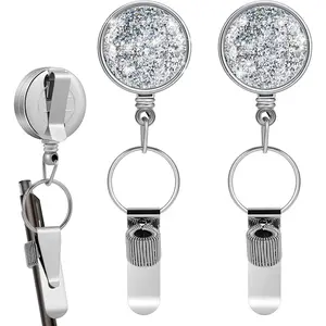 2 count Retractable Pen Holder 25.6" Pull Heavy Duty Universal Lanyard Pencil Holder Retractable Pen Reel with Belt Clip Key Ring for Carpenters  Workers Mechanics(Stylish)