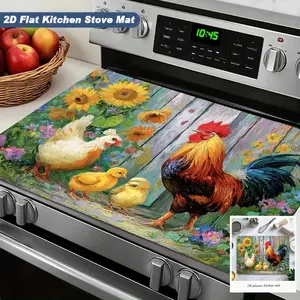 Silica Gel Heat Resistant Mat, Chicken & Sunflower Pattern Non-Slip Absorbent Pad, Kitchen Decorative Placemat, Kitchen Decor Essential, Home Health Accessory