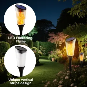 Rawink Solar Lights Outdoor(2 packs),Solar Torch Light with Flickering Flame for Christmas Decor, Solar Garden Lights, Waterproof Outdoor Lighting, Flame Torches for Outside Patio Pathway Yard Decorations