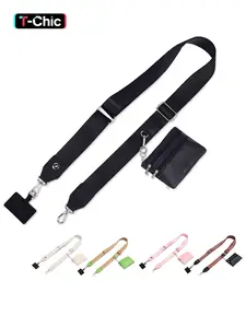 Random Pattern Phone Lanyard with Wallet, Detachable Phone Strap Crossbody with Zippered Pouch, Anti Theft Lanyard with Zippered Pouch & Nylon Tab for All Phones, Phone Sling, Lanyard With Pocket