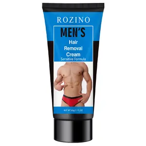 ROZINO Men’s Sensitive Skin Hair Removal Cream, gentle and painless, suitable for full-body hair removal on the face, arms, underarms, mustache area, and legs, 60 g portable tube pack
