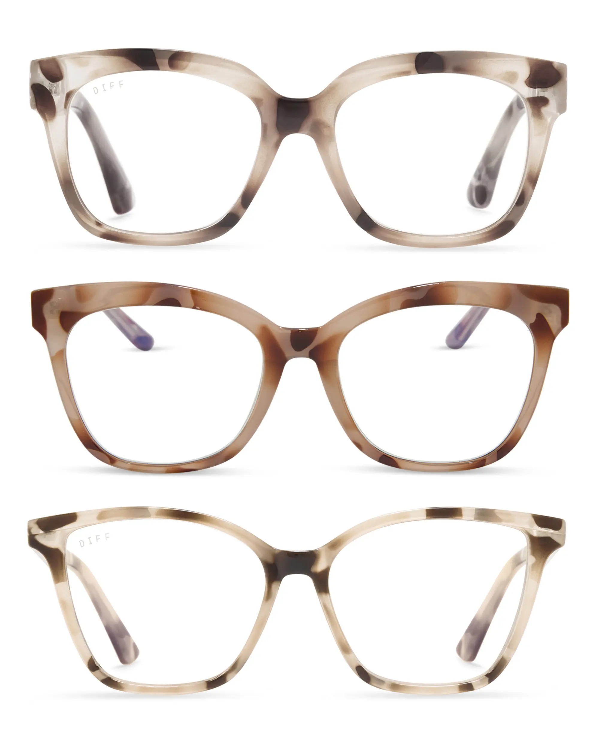 DIFF 3 Pack Cream Tortoise Reading Glasses - Ava, Willa & Leah DIFF 3 Pack Cream Tortoise Reading Glasses - Ava, Willa & Leah