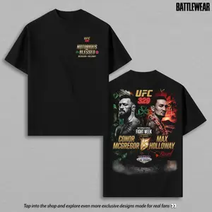 Graphic T-shirt UFC 329 Conor McGregor vs Max Holloway Vintage Fight Poster Tee, Notorious vs Blessed Graphic MMA Streetwear, International Fight Week Las Vegas UFC Fan Shirt, Unisex Cotton Retro Tee