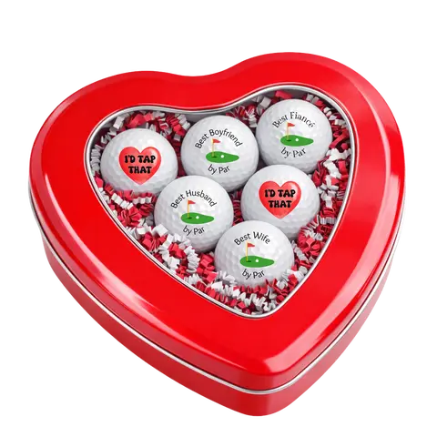 Valentine’s Golf Gift Set for Him Heart Tin Gift Box for Boyfriend Husband Golf Lover Gift with Romantic Charm